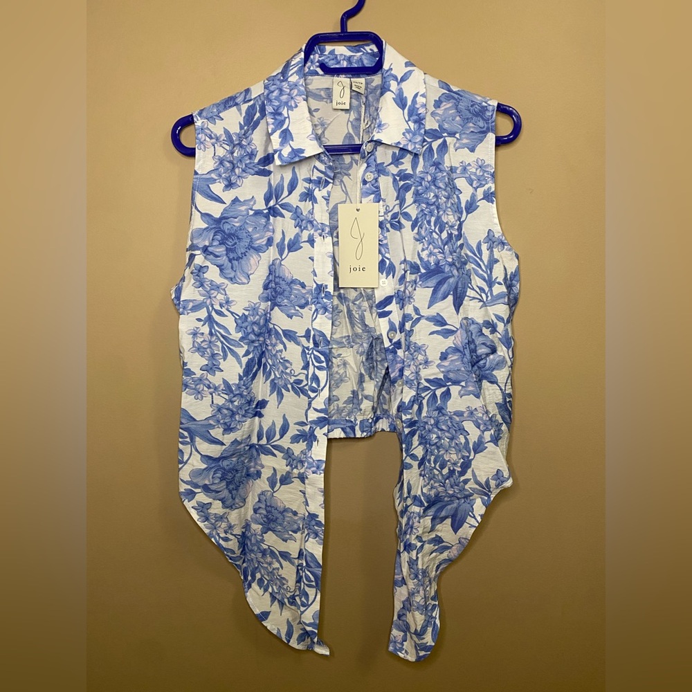 NWT Joie White and Blue Floral Button-Up Shirt